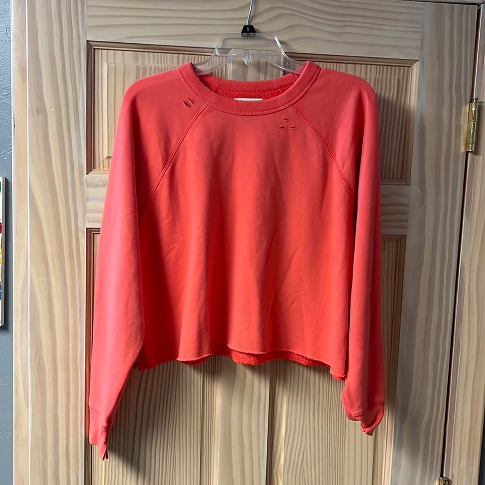 Aerie crop coral sweatshirt